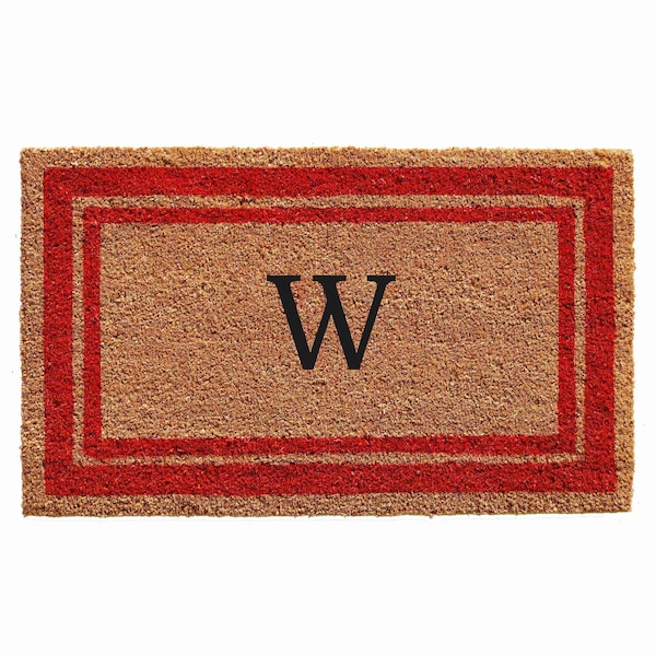 Calloway Mills Monogram Door Mat, Natural, Red, 18 in W x 30 in L 153031830W - main